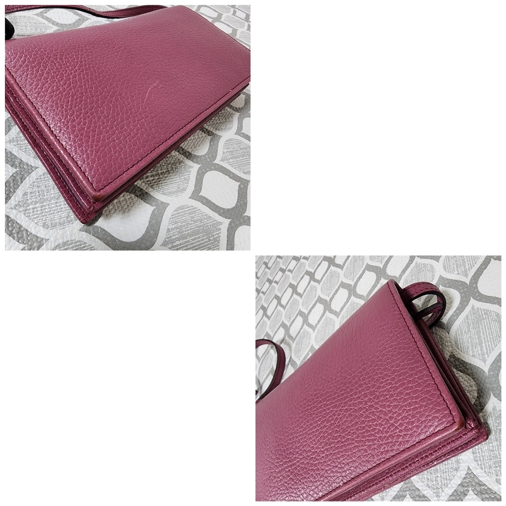Gucci Pebble Leather Swing Crossbody Bag Magenta - Picture 10 of 12